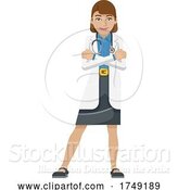 Vector Illustration of Young Lady Medical Doctor Mascot by AtStockIllustration