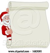 Vector Illustration of Young Santa Christmas Scroll Sign Thumbs up by AtStockIllustration