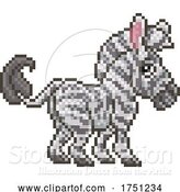 Vector Illustration of Zebra Pixel Art Safari Animal Video Game by AtStockIllustration