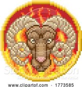 Vector Illustration of Zodiac Horoscope Astrology Aries Pixel Art Sign by AtStockIllustration