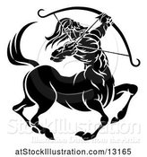 Vector Illustration of Zodiac Horoscope Astrology Centaur Sagittarius Design in Black and White by AtStockIllustration