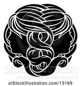 Vector Illustration of Zodiac Horoscope Astrology Gemini Twins Design in Black and White by AtStockIllustration
