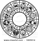 Vector Illustration of Zodiac Horoscope Astrology Star Signs Icon Set by AtStockIllustration