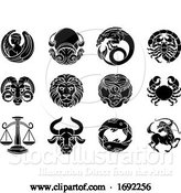 Vector Illustration of Zodiac Horoscope Astrology Star Signs Symbols Set by AtStockIllustration