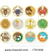 Vector Illustration of Zodiac Horoscope Pixel Art Astrology Star Signs by AtStockIllustration