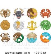 Vector Illustration of Zodiac Horoscope Pixel Art Astrology Star Signs by AtStockIllustration