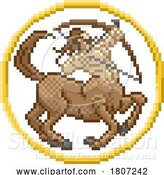Vector Illustration of Zodiac Horoscope Sagittarius Pixel Art Sign by AtStockIllustration