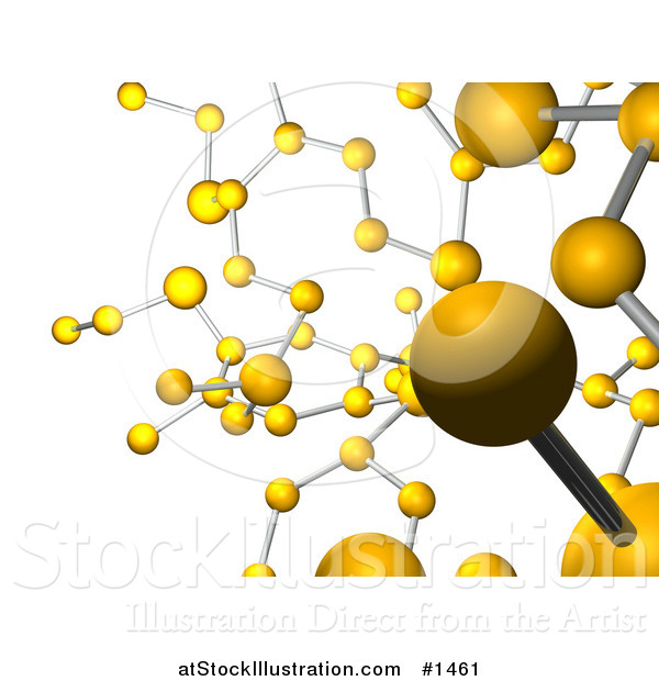 Illustration of a Background of Yellow Molecules Connected by Silver Bars, over White