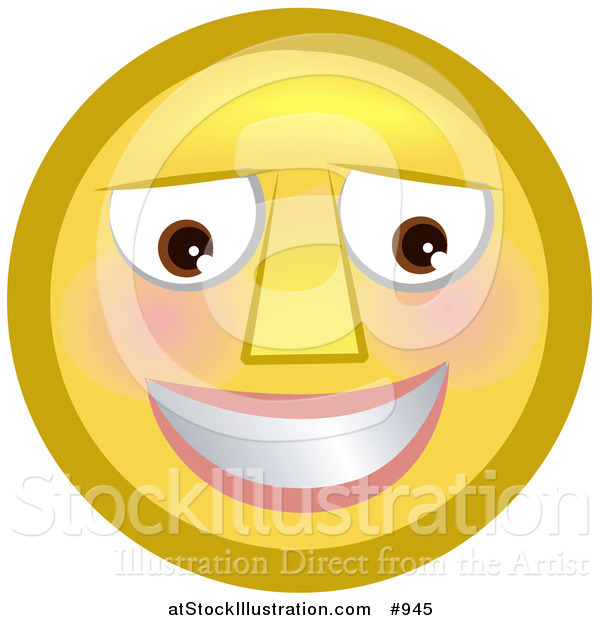 Illustration of a Blushing Emoticon Smiling
