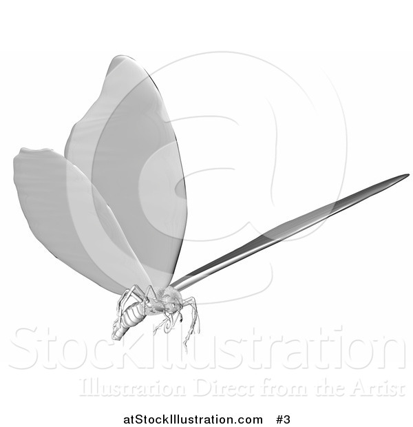 Illustration of a Chrome 3D Butterfly in Flight