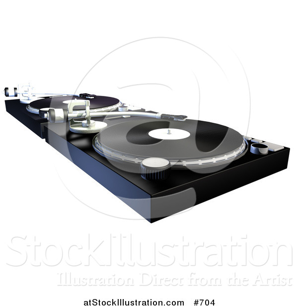 Illustration of a DJ's Turntables with Vinyl Records