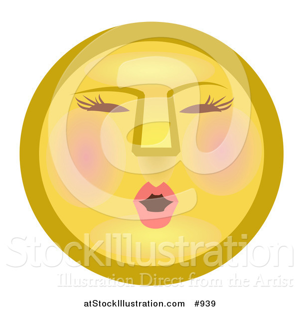 Illustration of a Modest Female Yellow Smiley Face Blushing