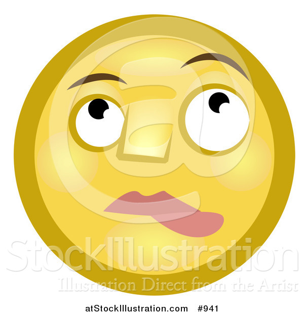 Illustration of a Nervous Emoticon Biting Lip