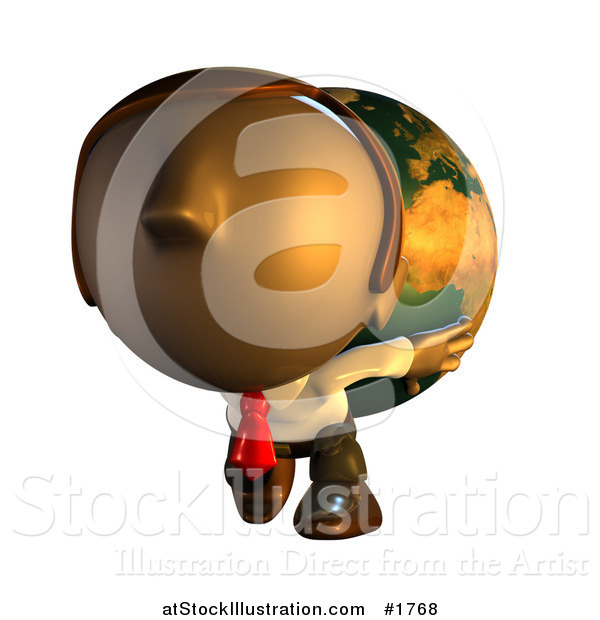 Illustration of a Pete Man Character Carrying a Heavy Globe on His Back