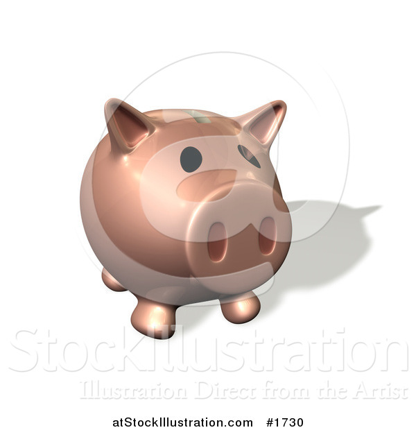 Illustration of a Pink 3d Piggy Bank with His Snout Facing Front