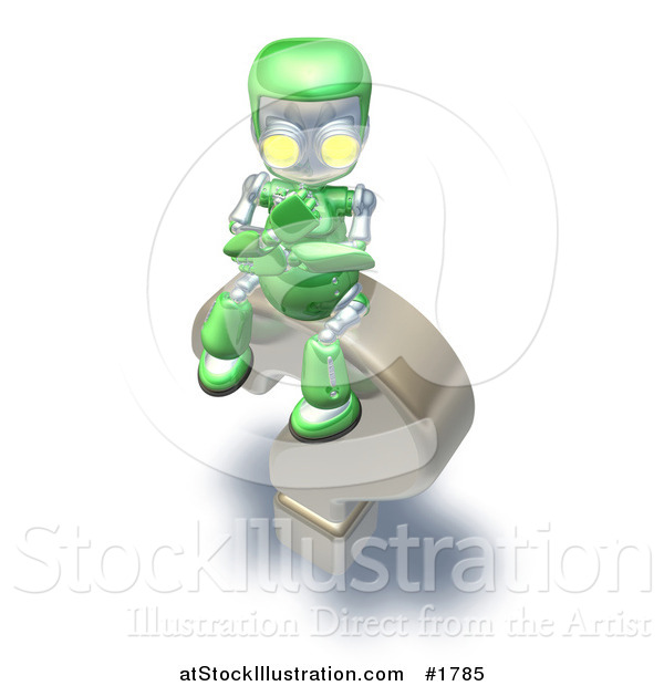 Illustration of a Question Mark and Green Robot