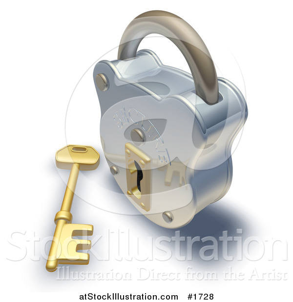 Illustration of a Shiny Padlock and Key