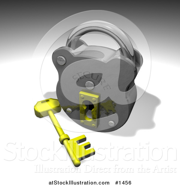 Illustration of a Silver Security Padlock