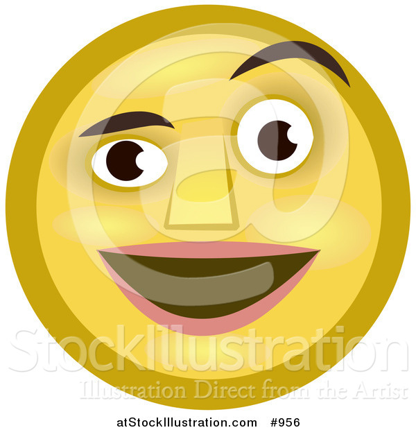 Illustration of an Emoticon Smiling and Raising Eyebrow