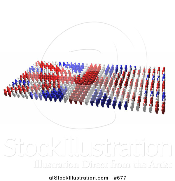 Illustration of Blue and White People Forming a Union Jack Flag