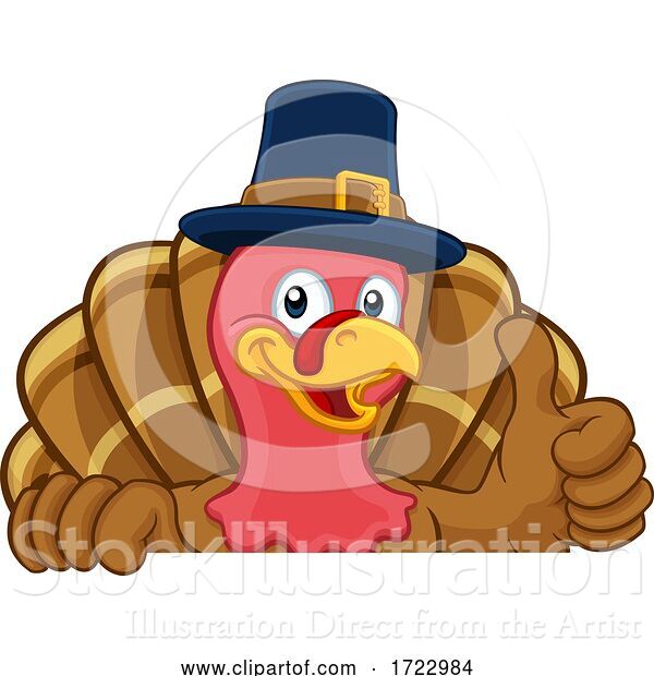 Illustration of Cartoon Turkey Pilgrim Hat Thanksgiving Character