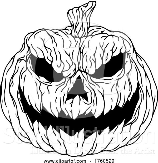 Illustration of Halloween Scary Evil Pumpkin Jack O Lantern