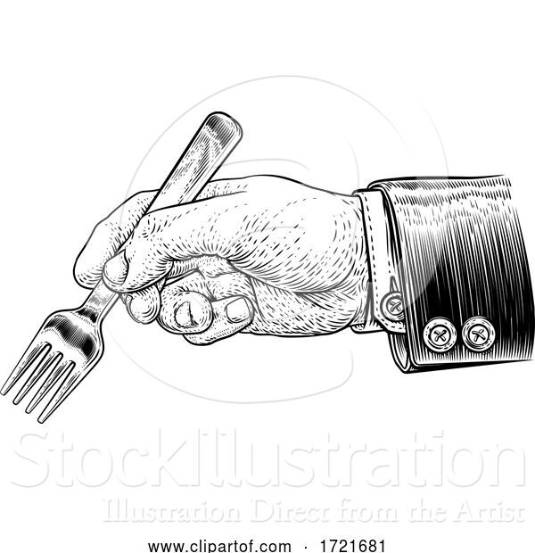 Illustration of Hand Business Suit Holding Food Eating Fork