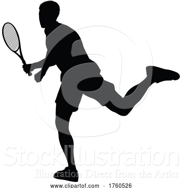 Illustration of Tennis Player Guy Sports Person Silhouette