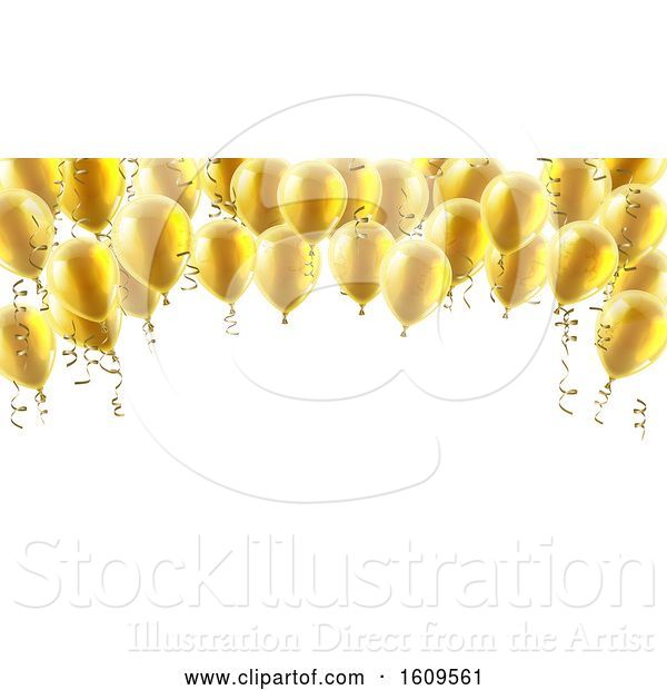 Vector Illustration of 3d Border of Gold Party Balloons