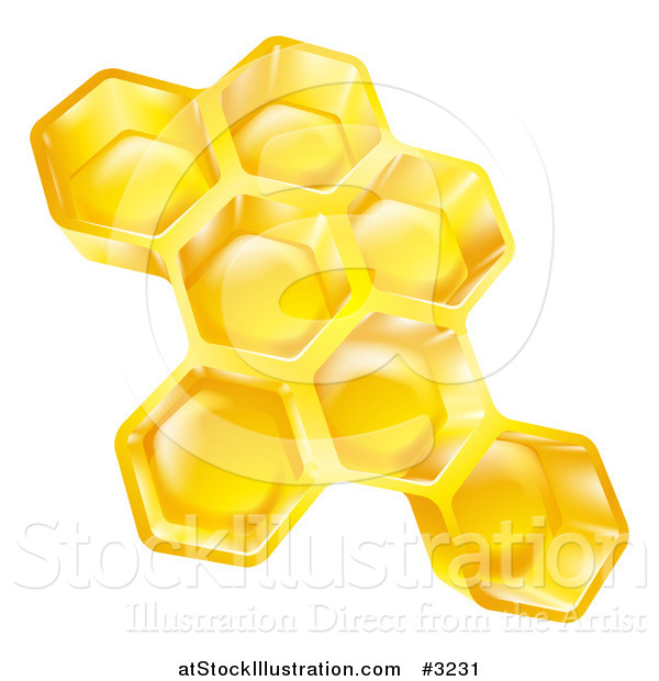 Vector Illustration of 3d Golden Honeycombs