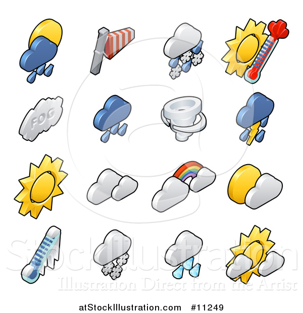 Vector Illustration of 3d Isometric Styled Weather Forecast Icons