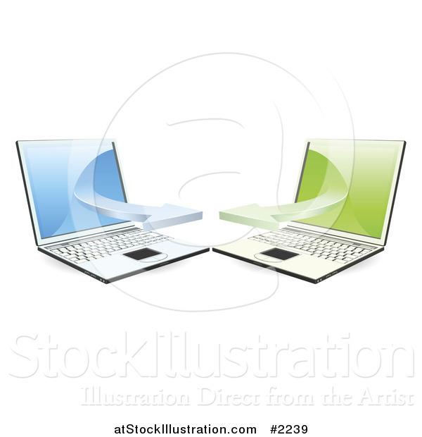 Vector Illustration of 3d Laptops Communicating on a Network