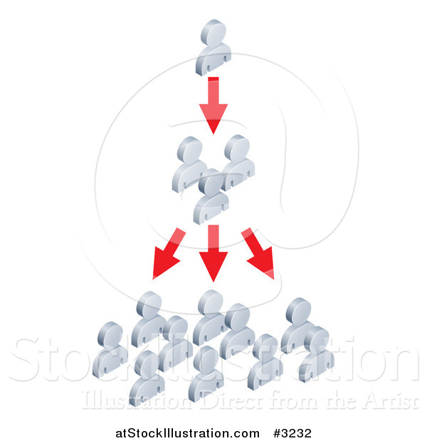 Vector Illustration of 3d Silver People Marketing Information to Others