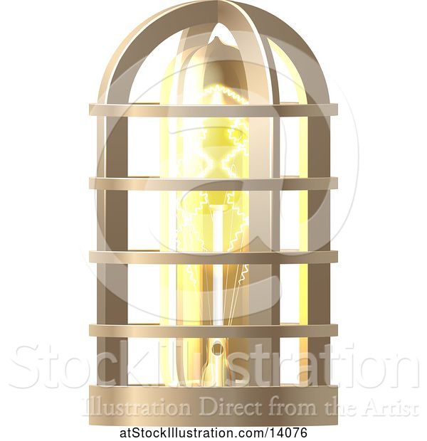 Vector Illustration of 3d Vintage Steampunk Electric Light Bulb Lamp