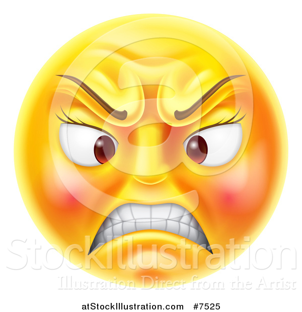 Vector Illustration of a 3d Angry Yellow Female Smiley Emoji Emoticon ...