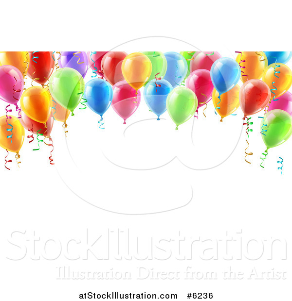 Vector Illustration of a 3d Arch of Colorful Birthday Party Balloons over Text Space