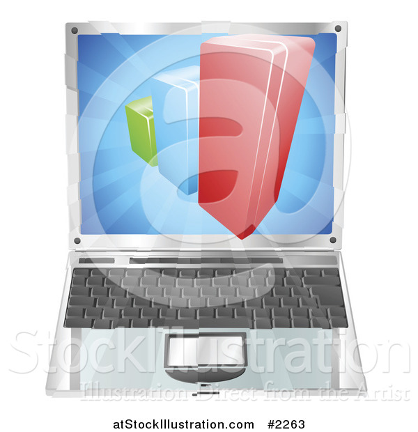Vector Illustration of a 3d Bar Graph Emerging from a Laptop Screen
