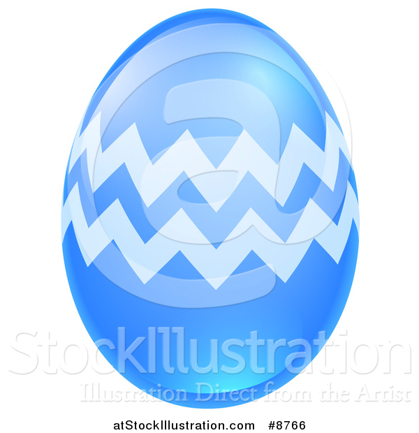 Vector Illustration of a 3d Blue Easter Egg with Zig Zags