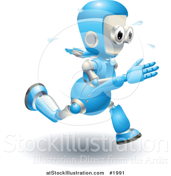 Vector Illustration of a 3d Blue Robot Running