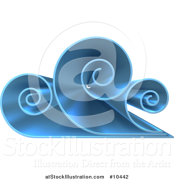 Vector Illustration of a 3d Blue Swirly Cloud or Ocean Wave Logo
