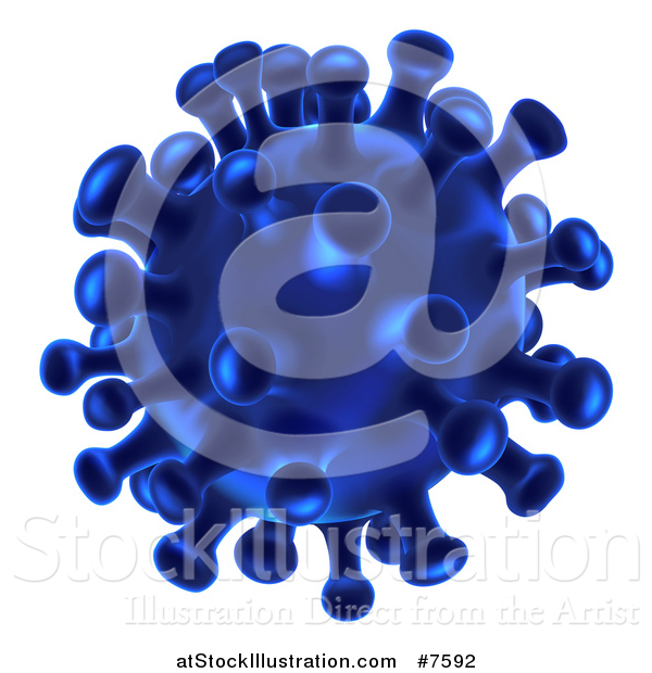 Vector Illustration of a 3d Blue Virus or Germ Cell