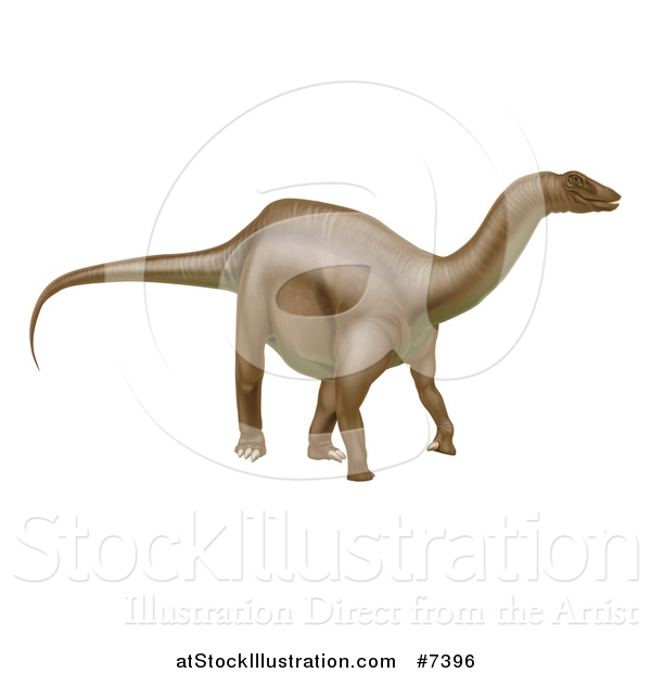 Vector Illustration of a 3d Brown Brontosaurus Dinosaur