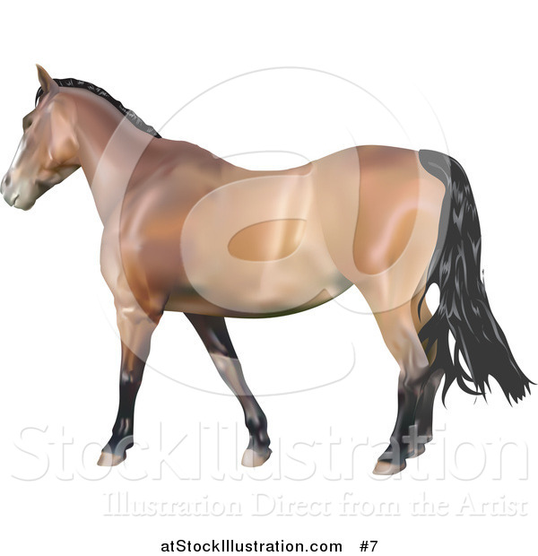 Vector Illustration of a 3D Brown Horse with a Black Mane