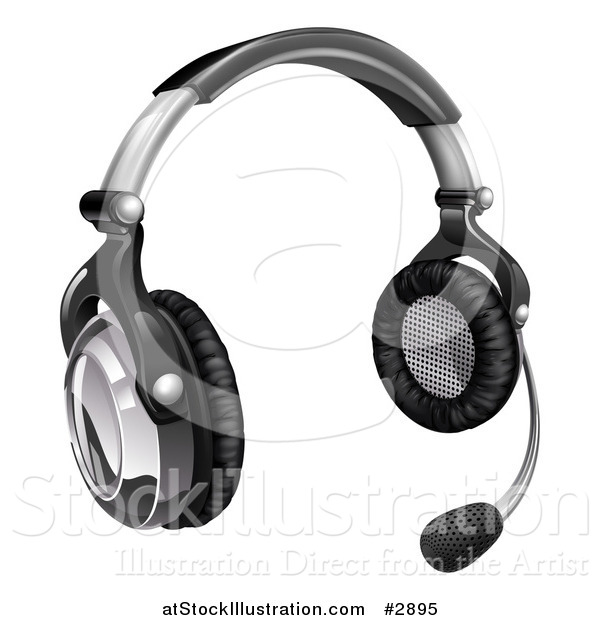 Vector Illustration of a 3d Call Center Headset with Speaker Boom
