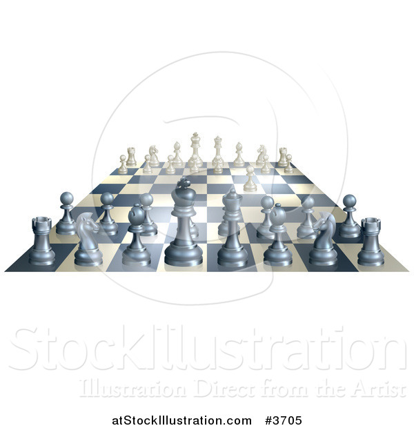 Vector Illustration of a 3d Chess Board with White Having Made the First Move