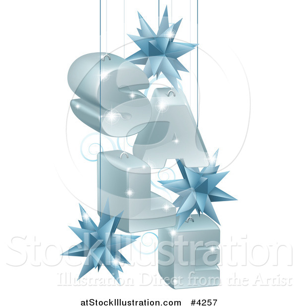 Vector Illustration of a 3d Christmas Sale with Suspended Star Baubles