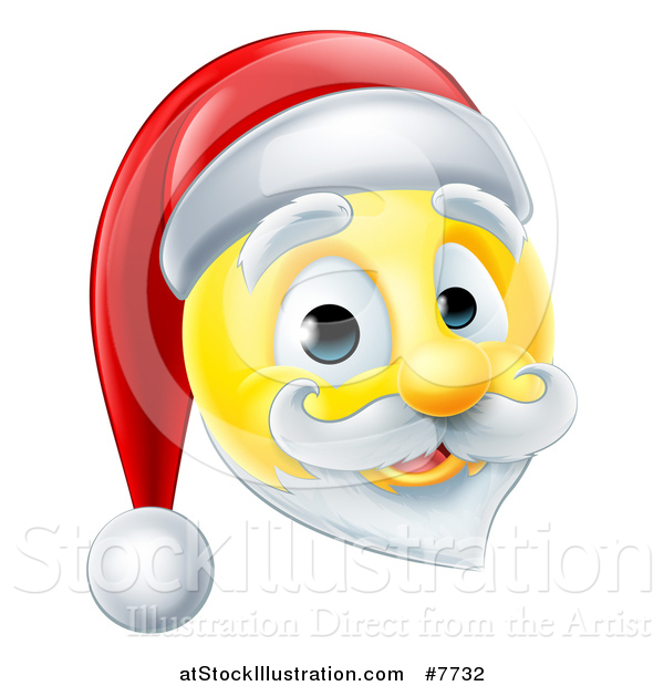 Vector Illustration of a 3d Christmas Santa Yellow Smiley Emoji Emoticon Face