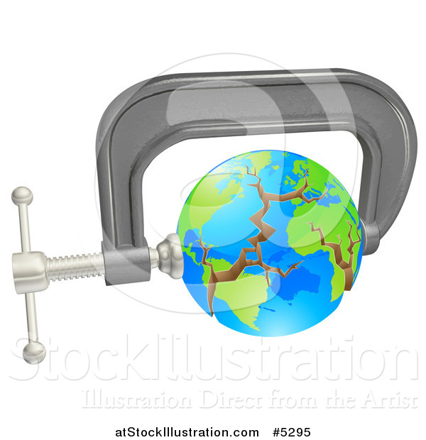 Vector Illustration of a 3d Cracking Earth in a Tight Clamp