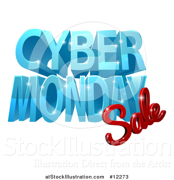 Vector Illustration of a 3d Cyber Monday Sale Design in Blue and Red