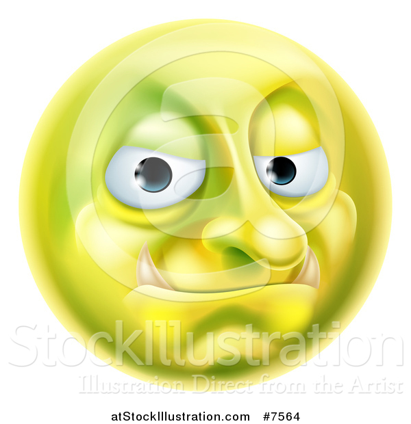 Vector Illustration of a 3d Forum Troll Yellow Smiley Emoji Emoticon Face